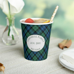 Gobelets En Papier Famille Réunion Clan Campbell Tartan Plaid Personn