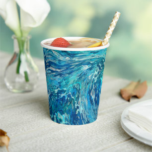 Gobelets En Papier Fantastique Abstrait Bleu Turquoise Mer vague