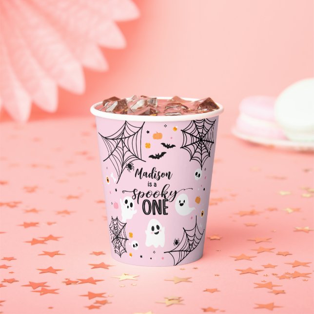 Gobelets En Papier Fantôme d'Halloween rose éffrayant (Insitu)