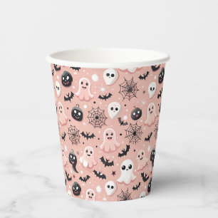 Gobelets En Papier Fantômes roses et Halloween Motif sans couture