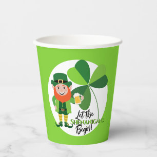 Gobelets En Papier Farceur Lutin Trèfle St Patrick's Day