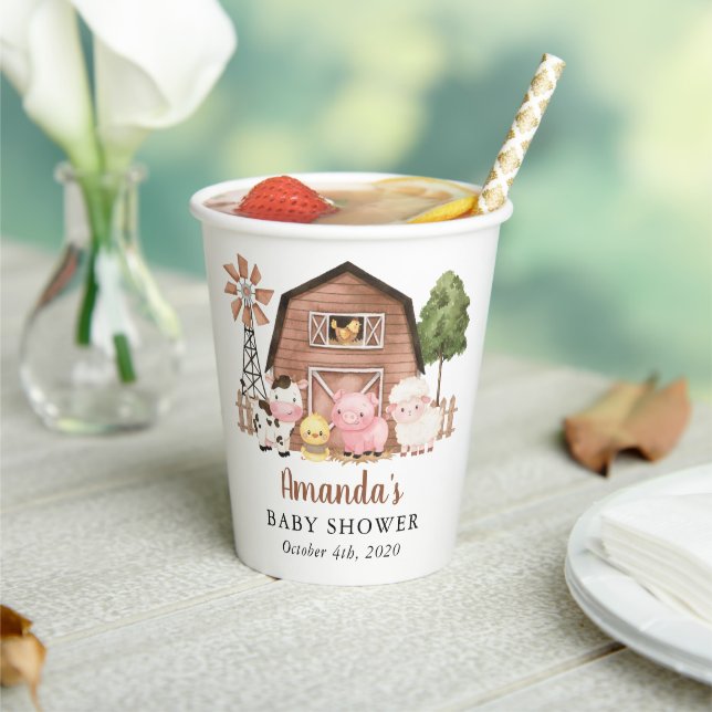 Gobelets En Papier Farm Animals, Cute Animals, Barn, Baby Shower (Insitu)