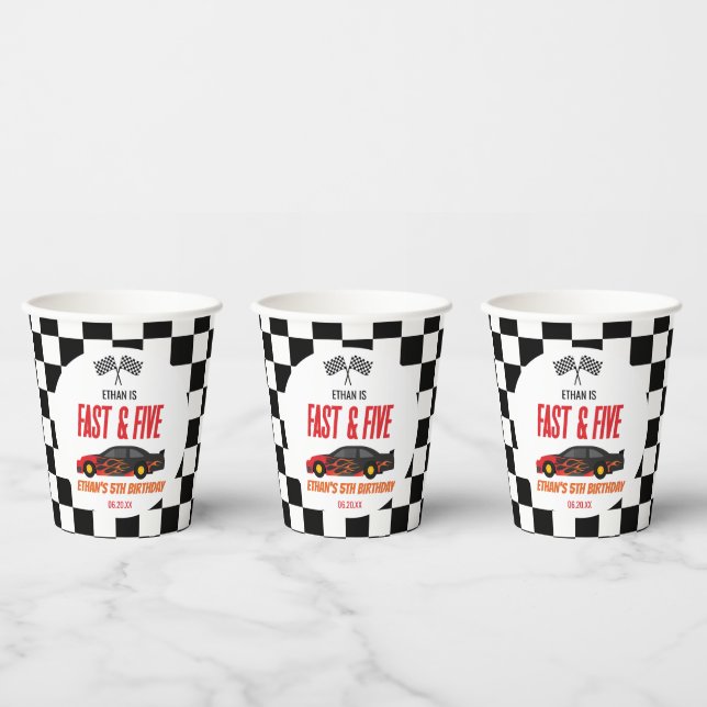 Gobelets En Papier Fast & Five Red Flame Race Car 5e fête d'anniversa (Multi)
