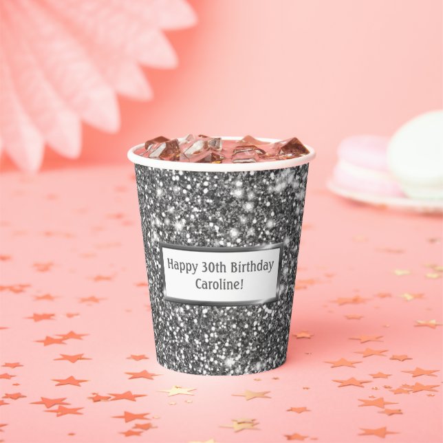 Gobelets En Papier Faux Parties scintillant en argent Texture Look &  (Insitu)