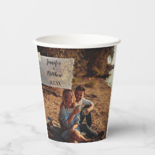 Gobelets En Papier Faux Vellum Photo Overlay Mariage personnalisé