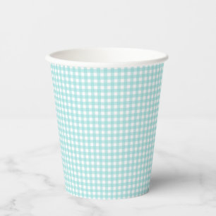 Gobelets En Papier Faye et Lauren Aqua En vichy bleu