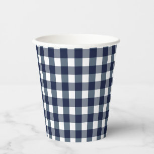 Gobelets En Papier Faye et Lauren Marine En vichy