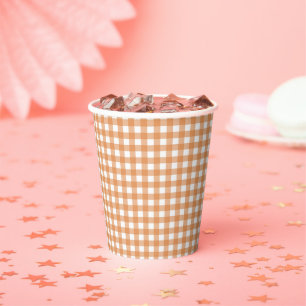 Gobelets En Papier Faye et Lauren Orange En vichy