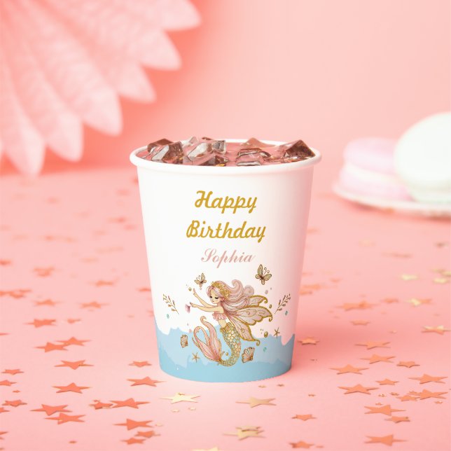 Gobelets En Papier Fée magique Fée Sirène Fête d'Anniversaire Fille (Insitu)
