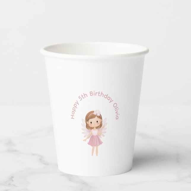 Gobelets En Papier Fée personnalisable Joyeux anniversaire (Recto)