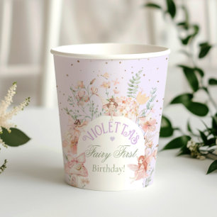 Gobelets En Papier Fée Premier Anniversaire Jardin Enchanté Lilas
