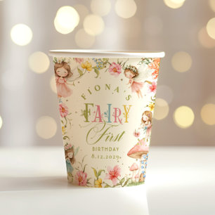 Gobelets En Papier Fée Premier Anniversaire Jardin Enchanté Lumineux