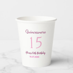 Gobelets En Papier Fée rose 15e anniversaire simple moder quinceanera