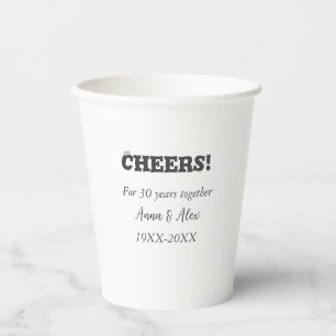 Gobelets En Papier Félicitations à 30 ans ensemble anniversaire ajout