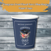 Félicitations Grad Floral Marine Blue Party Plaque