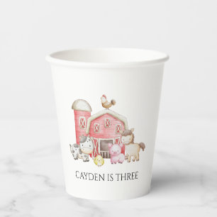 Gobelets En Papier Ferme anniversaire mignon animal