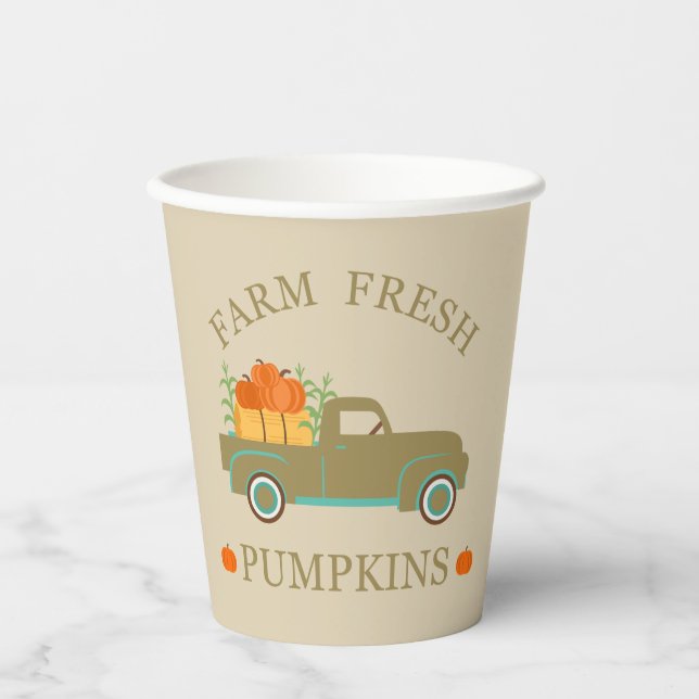 Gobelets En Papier ferme eau fraîche citrouilles automne (Recto)