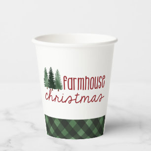 Gobelets En Papier Ferme Noël Green Plaid Holiday