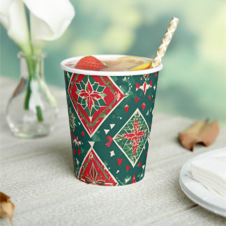 Gobelets En Papier Festif Géométrique Charme de Noël Coupe de papier