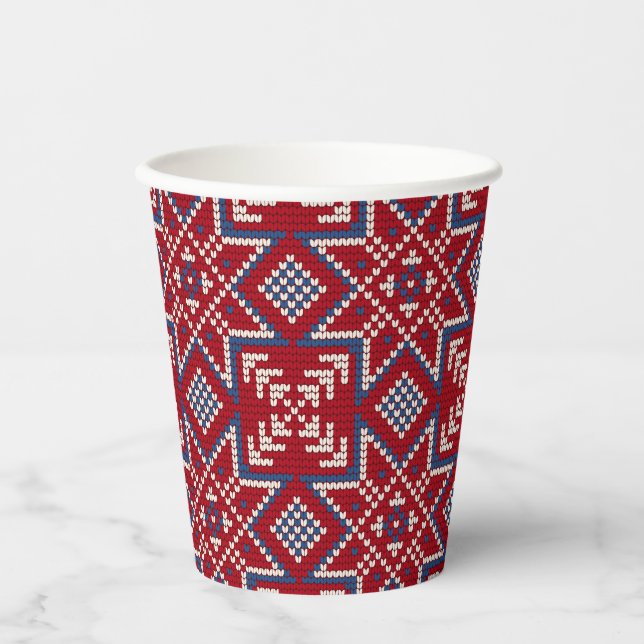 Gobelets En Papier Festif Motif scandinave (Recto)