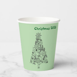Gobelets En Papier Festive Green Tree Christmas Party