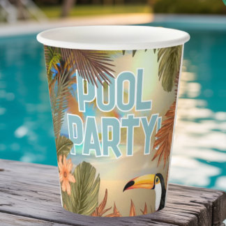 Gobelets En Papier Fête Adulte Fun Tiki Toucan Tropical au Piscine