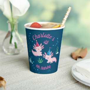Gobelets En Papier Fête avec la fête d'anniversaire Axolotls