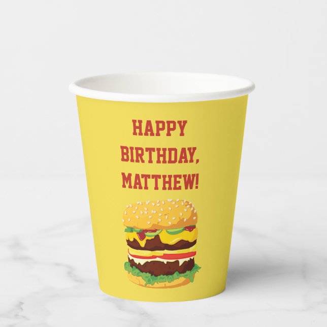 Gobelets En Papier Fête Cheeseburger personnalisée (Recto)