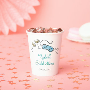 Gobelets En Papier Fête Cocktail Milieu de Siècle Illustrée à la Main