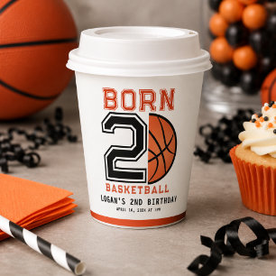 Gobelets En Papier Fête d'anniversaire 2 de Basketball Né 2 Ball
