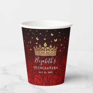Gobelets En Papier Fête d'anniversaire Black Red et Gold