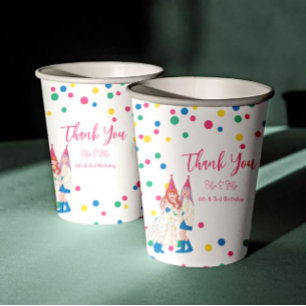 Gobelets En Papier Fête d'anniversaire conjointe des sœurs Pastel