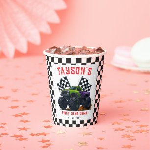 Gobelets En Papier Fête d'anniversaire de 1 an de Monster Trucks