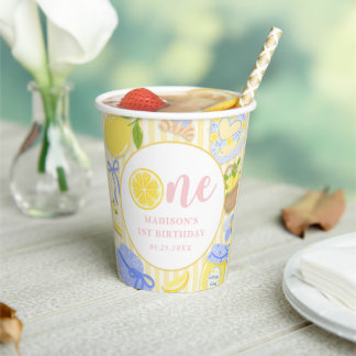 Gobelets En Papier Fête d'anniversaire de 1 an Lemon Citrus Summer Le