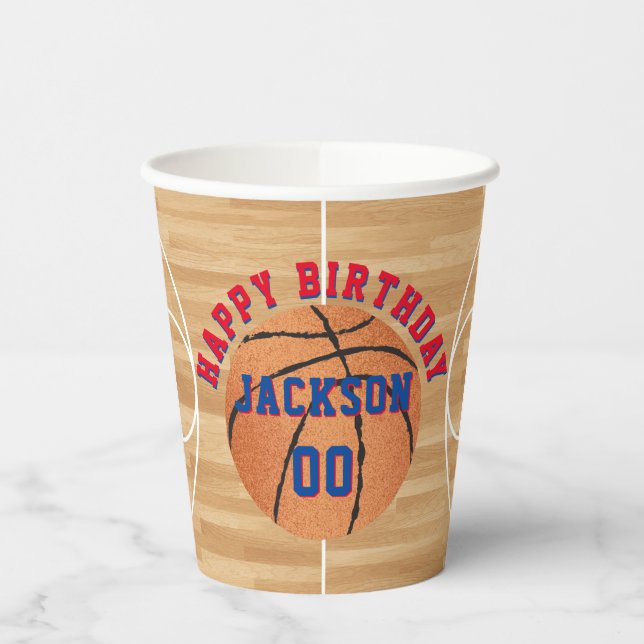Gobelets En Papier Fête d'anniversaire de basket-ball (Gauche)