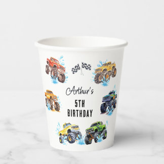 Gobelets En Papier Fête d'anniversaire de camion monstre amusant dans