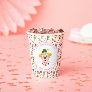Gobelets En Papier Fête d'anniversaire de clown personnalisée Petite