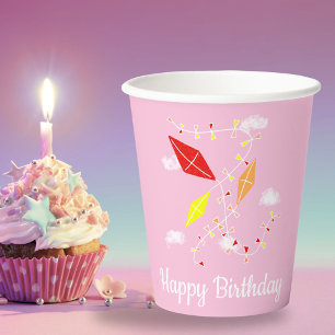Gobelets En Papier Fête d'anniversaire de fille avec cerfs-volants da
