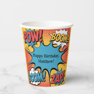 Gobelets En Papier Fête d'anniversaire de garçon en bande dessinée de