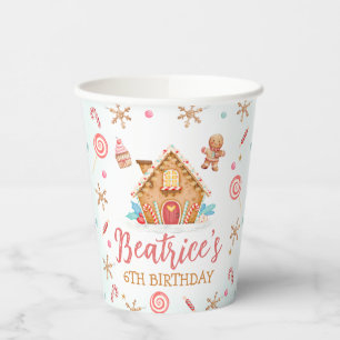 Gobelets En Papier Fête d'anniversaire de la maison de pain d'épices