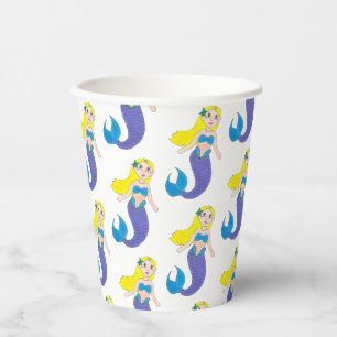 Gobelets En Papier Fête d'anniversaire de la Sirène de natation