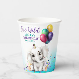 Gobelets En Papier Fête d'anniversaire de l'éléphant mignon