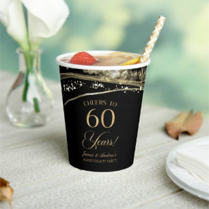 Gobelets En Papier Fête d'anniversaire de mariage de 60 ans en Agate 