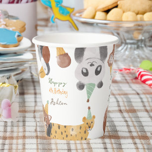 Gobelets En Papier Fête d'anniversaire des animaux nom personnalisé