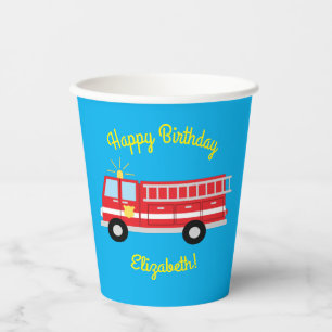 Gobelets En Papier Fête d'anniversaire du camion d'incendie