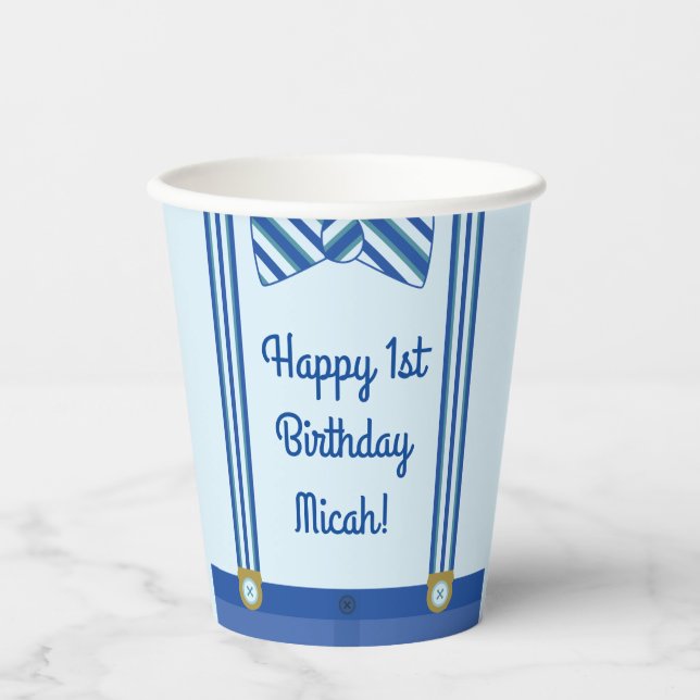 Gobelets En Papier Fête d'anniversaire du petit homme (Recto)