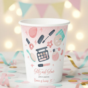 Gobelets En Papier Fête d'anniversaire du spa de beauté glitz et glam