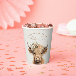 Gobelets En Papier Fête d'anniversaire enfant vache highland bohème
