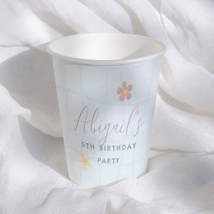 Gobelets En Papier Fête d'anniversaire Fille de Fête au Piscine