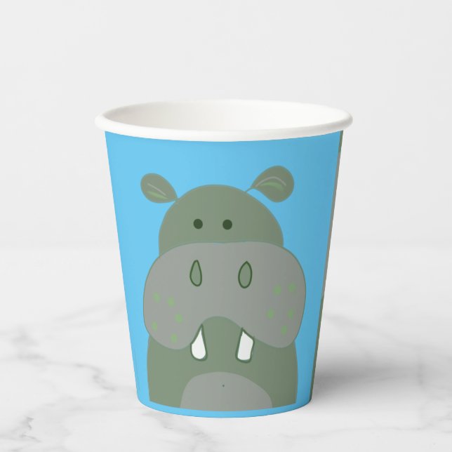 Gobelets En Papier fête d'anniversaire hippo (Recto)
